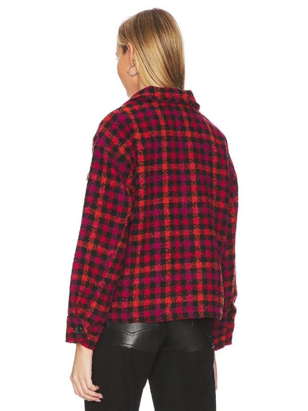 Sanctuary The Shacket XS Roller Plaid Button Front Long Sleeve Red Black Outdoor - Picture 2 of 9